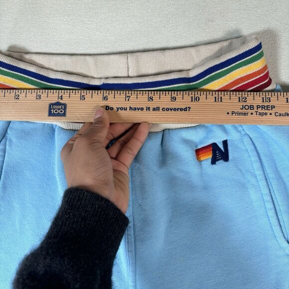 Aviator Nation Women’s Sky Blue Rainbow Rib Logo Sweatpants Small - Picture 10 of 12
